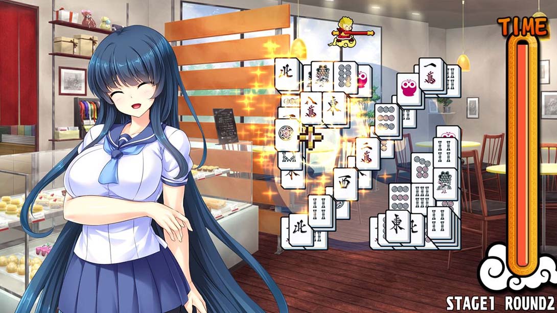 美少女麻将接龙 - 蓝 Pretty Girls Mahjong Solitaire - Blue截图